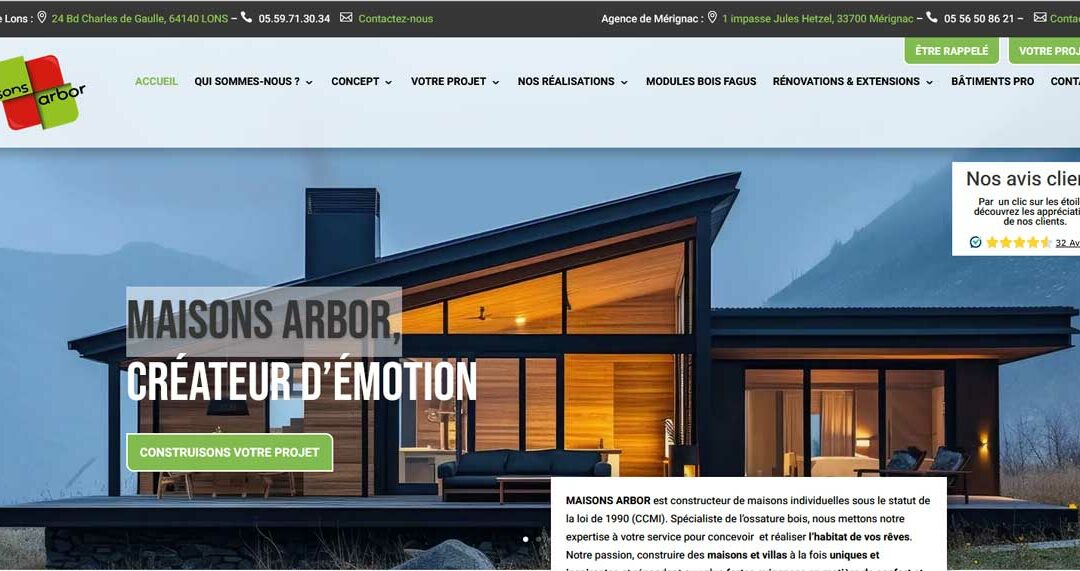 Le constructeur bois Maisons Arbor lance son nouveau site internet