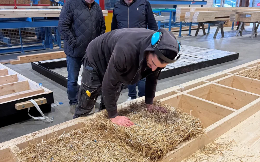 Murs ossature bois avec isolation en bottes de paille : Tradition Bois