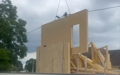 Chantier en cours : extension ossature bois à Denguin, Maison Arbor.