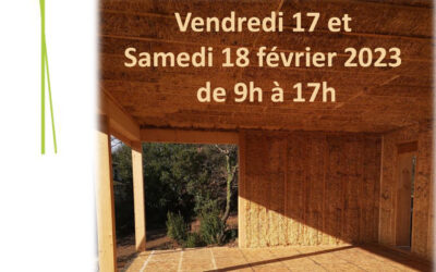 Porte ouverte d’une maison bois, avec isolation paille, le 17 et 18 février 2023